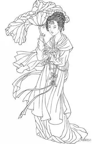 白描人物勾线技法,真真走心的好教材.