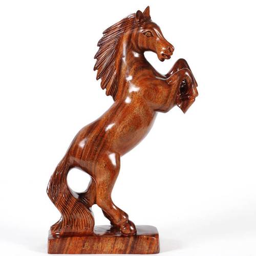 小雕匠正品木雕马 红木工艺品 生肖马到成功摆件 风水奔马 高50