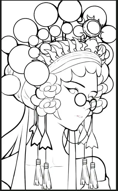 国潮插画线稿画师田菜