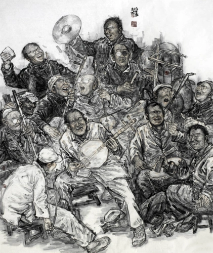 国画 张立奎国画作品欣赏 点评系列--刘大为 89年秋季的一天,张立奎背