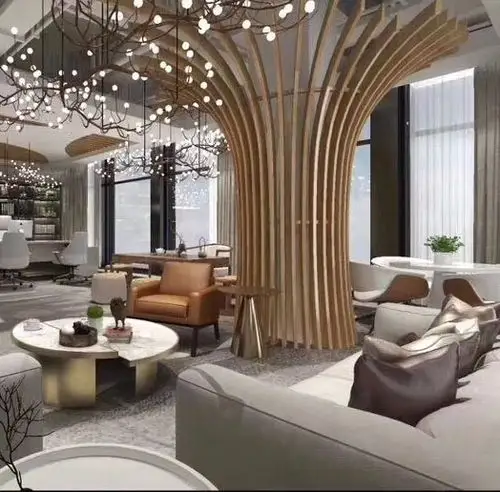 【仿木纹弧形铝方通 柱子造型弯弧铝管 大树造型圆柱子】_佛山市粤