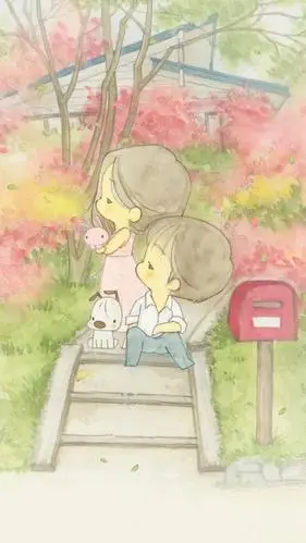 可爱情侣卡通插画,高清图片,手机锁屏桌面-壁纸族