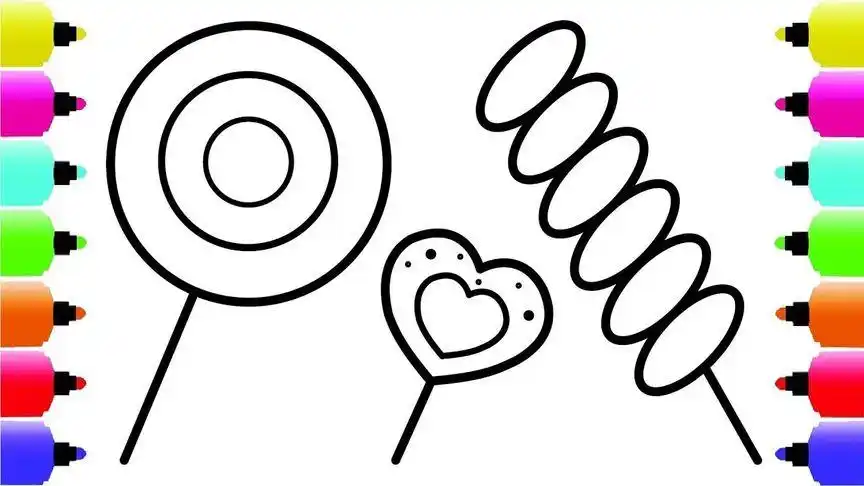 宝宝简笔画:功夫棒棒糖,右脑开发涂颜色