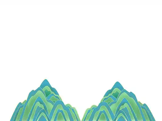 绿色渐变描边山峰大山png素材元素