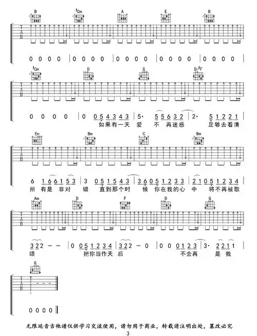 天后吉他谱-陈势安《天后》g调六线谱