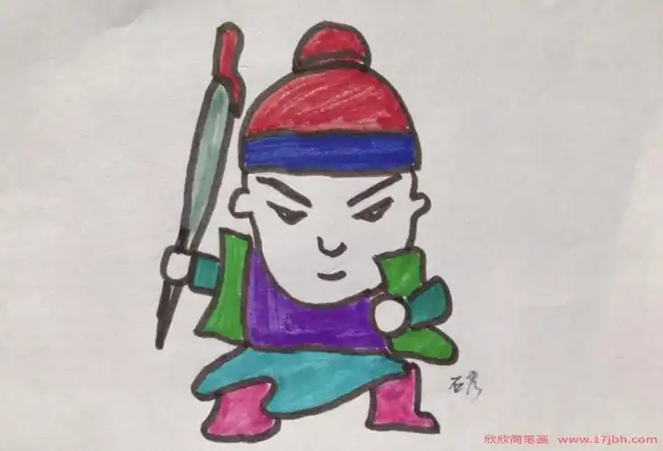 石秀简笔画水浒石秀怎么画