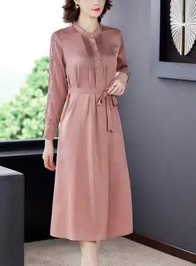 名兰世家2022新款浅秋声雨竹连衣裙