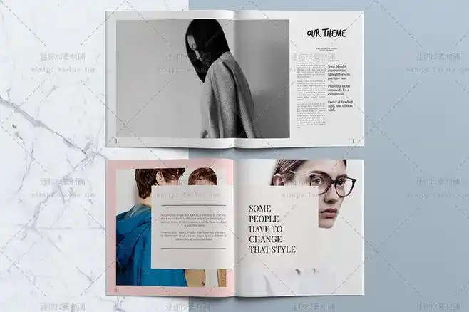 简约时尚大气杂志画册书籍装帧内页排版设计indesign素材id模板-淘宝