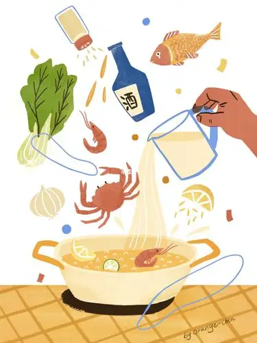 美食海鲜大餐02插画练习打卡