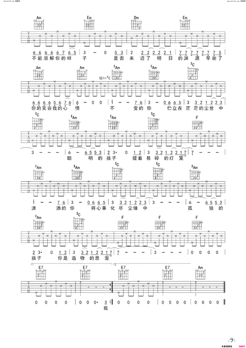 你的样子吉他谱初级版简谱