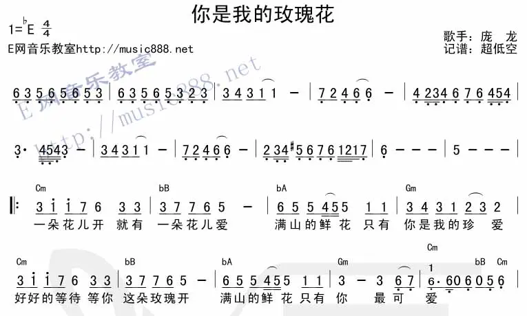 庞龙你是我的玫瑰花吉他谱