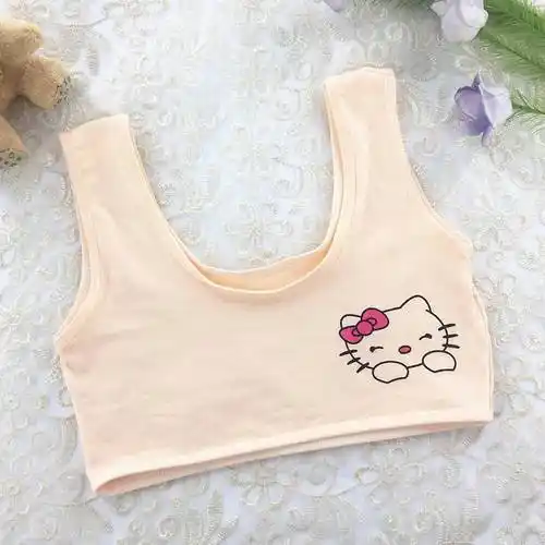 女童吊带背心内衣纯棉少女孩发育期文胸中大童小学生打底内衣夏季桃色