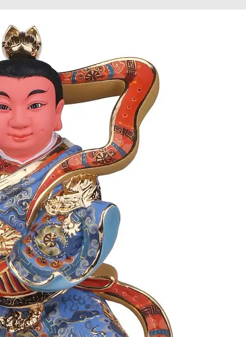 三漫陀哪吒三太子神像樟木雕像12寸踏双轮中坛元帅哪吒太子神像供奉