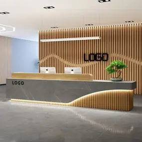 简约现代公司前台接待台酒店仿大理石前台桌吧台收银台柜台迎宾台