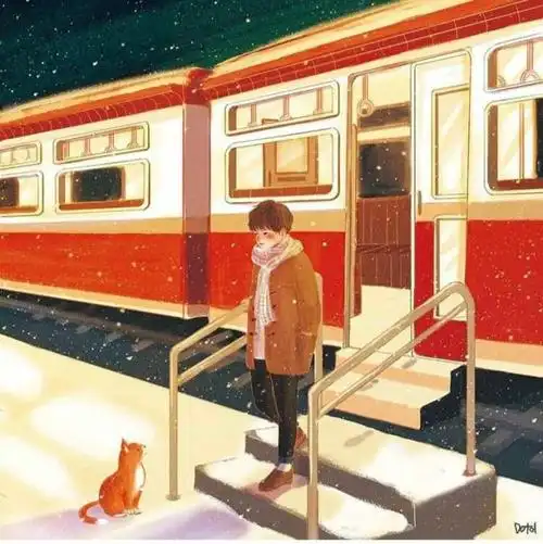 温馨治愈系插画,有小动物陪伴的男孩子,画面超温暖