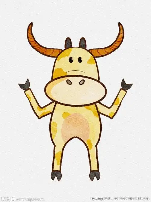 卡通手绘水彩可爱动物牛图片
