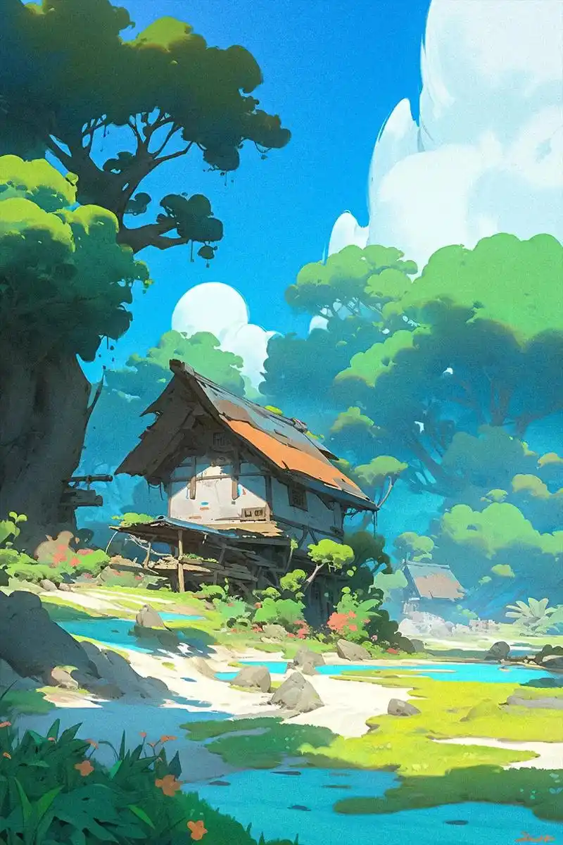 治愈系 #插画 #治愈系风景 #宫崎骏的夏天 #壁纸分享 - 抖音