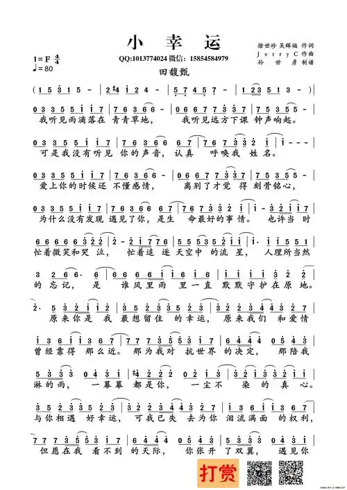 小幸运(徐世珍  吴辉福词 jerryc曲)_简谱