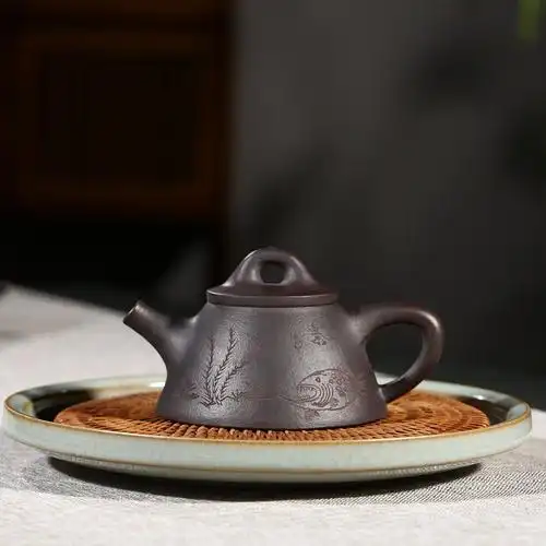 宜兴正品紫砂壶名家范鹏轩全手工原矿紫泥柴烧霸王石瓢壶高温窑变