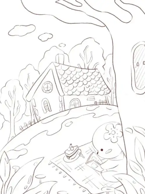 安静的看书丨兔子系列场景丨附线稿