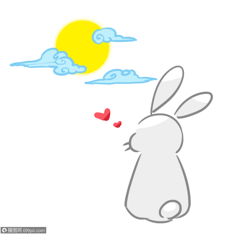 中秋节兔子赏月月亮q版