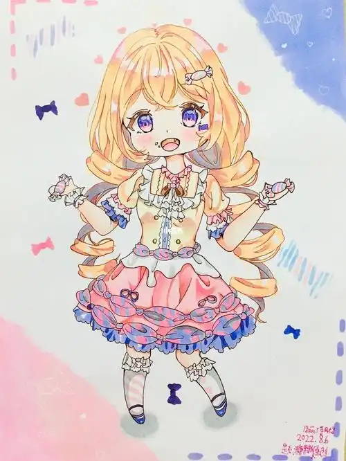 画个原创画名叫糖果拟人衣服洛丽塔风格