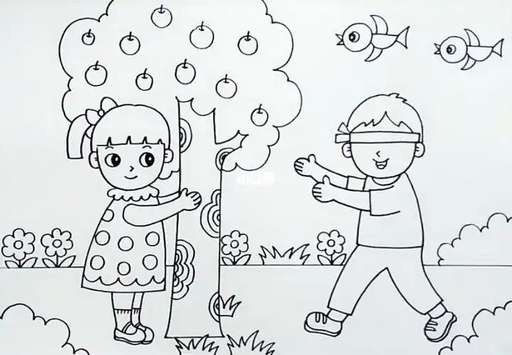 儿童画捉迷藏