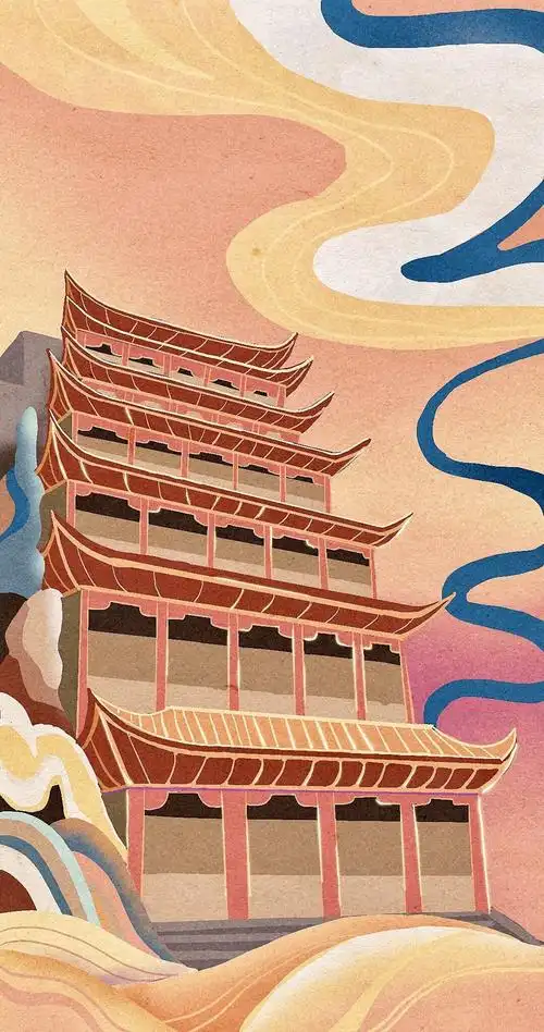敦煌元素插画