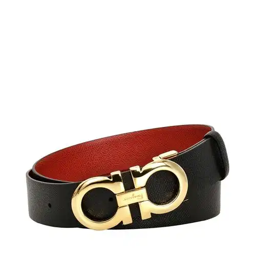 ferragamo菲拉格慕女士牛皮荔枝纹金双面可调调式gancini腰带