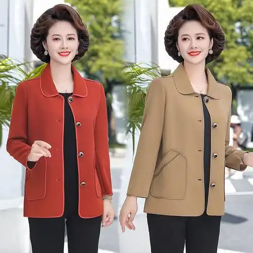 2023新款妈妈秋装外套短款风衣40岁50时尚中老年女装春秋洋气上衣