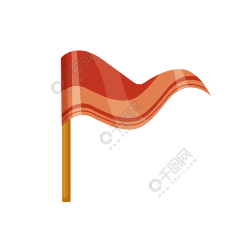 卡通绿色飘曳旗帜图