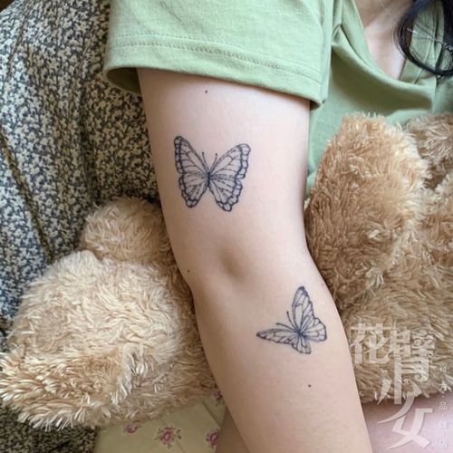 花臂少女 299 2020新品 暗黑黑白蝴蝶纹身贴 手臂 锁骨性感小清新