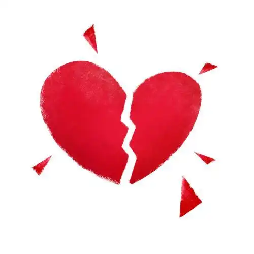 裂开的爱心手绘插画元素