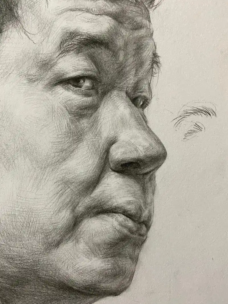 我喜欢这个大叔的眼神#素描头像 #艺考生 #零基础学画画 # - 抖音