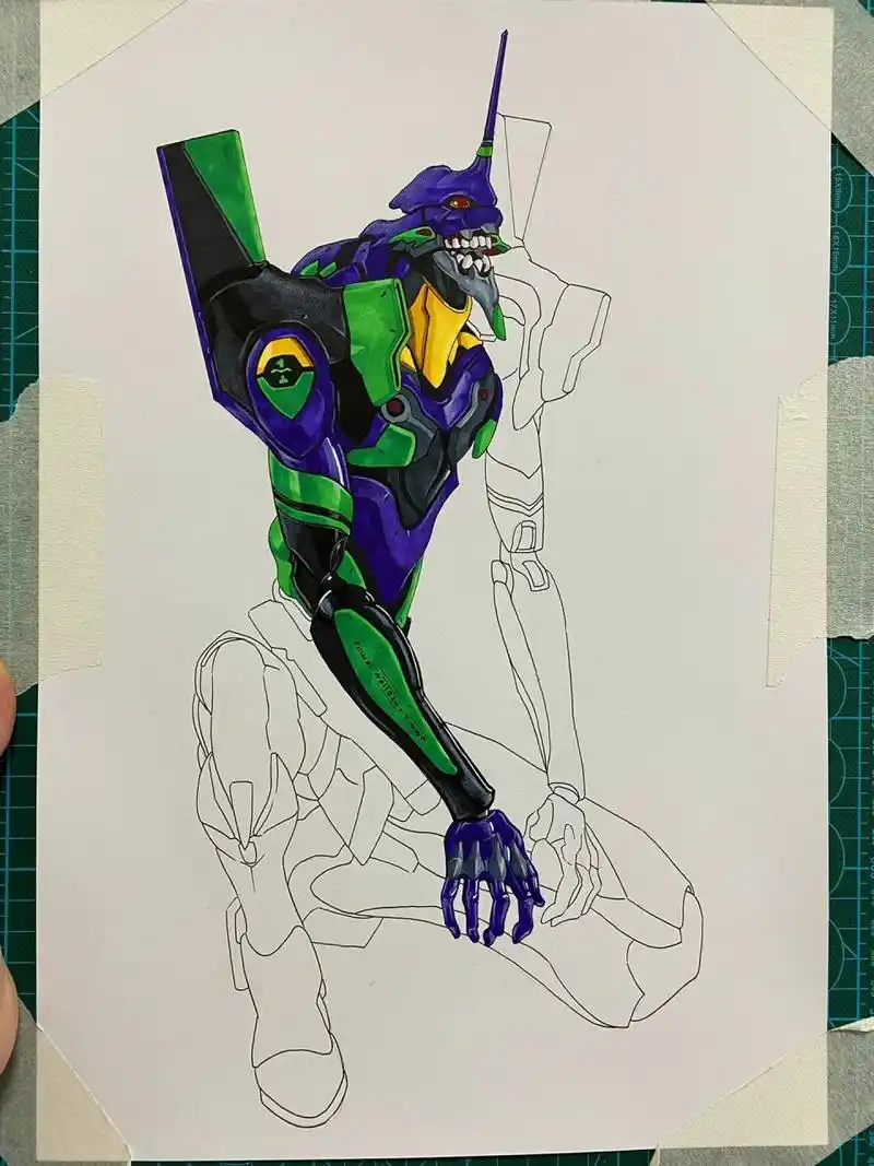 初号机 新作开更 附线稿 永不过时的机甲 欠大家很久的初号机 线稿在