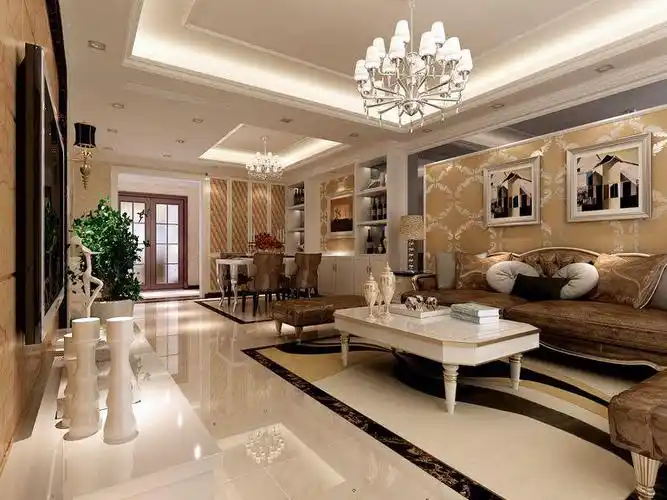 简欧风格三居室客厅背景墙装修效果图欣赏#277583613