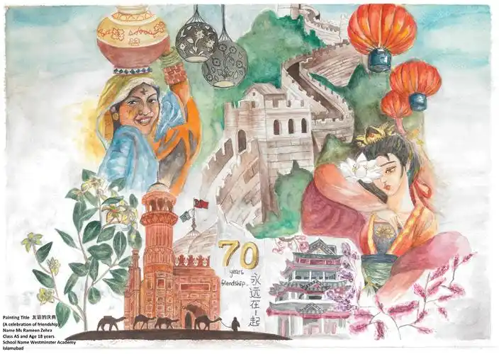 巴基斯坦青少年用画作生动诠释了中巴友谊,这些色彩缤纷的绘画作品是