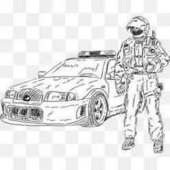 幼儿简笔画特警车