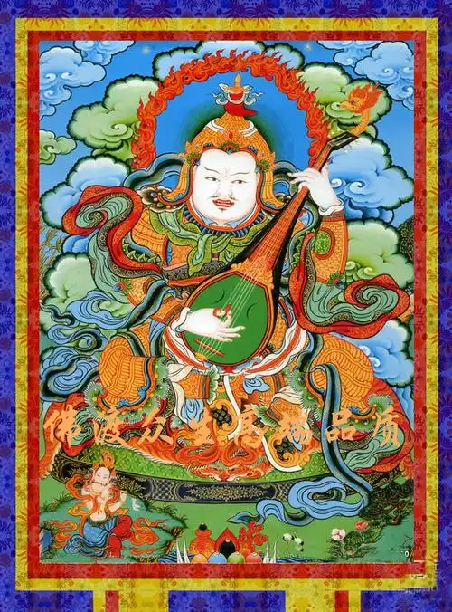 新款西藏佛教唐卡印花十字绣四大天王金刚东方持国天王十字绣十字绣