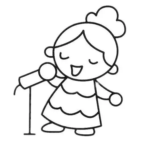 唱歌的小女孩简笔画图片唱歌的小女孩儿简笔画歌唱家简笔画孩子在唱歌