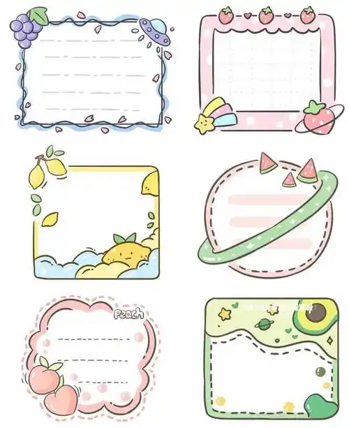 通用手抄报模板(黑白可打印)描边涂色