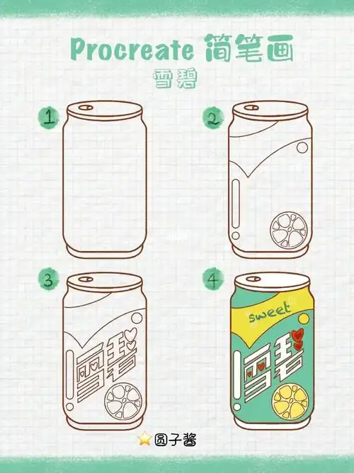 procreate简笔画教程手帐素材雪碧
