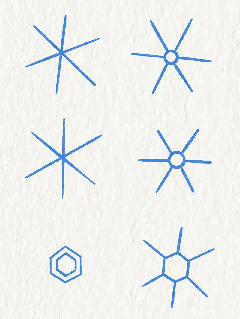 雪花简笔画教程.#简笔画 #一学就会系列 #雪花#儿童画 # - 抖音