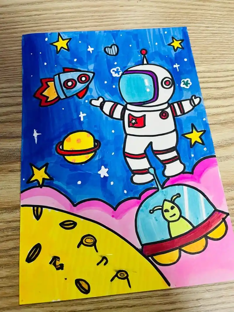 简单好看儿童画～宇航员,外太空(有步骤图)