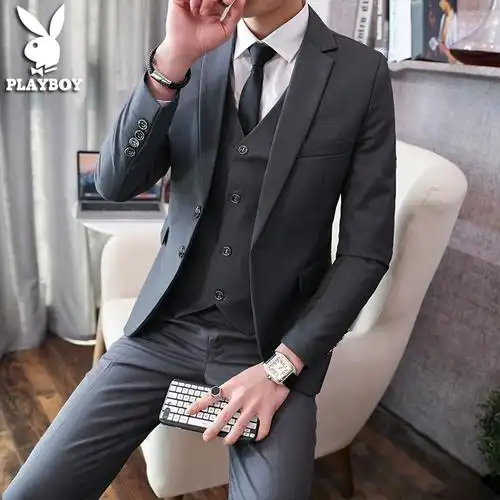 韩版男花花公子西服套装修身外套新郎结婚礼服商务正装男士小西装