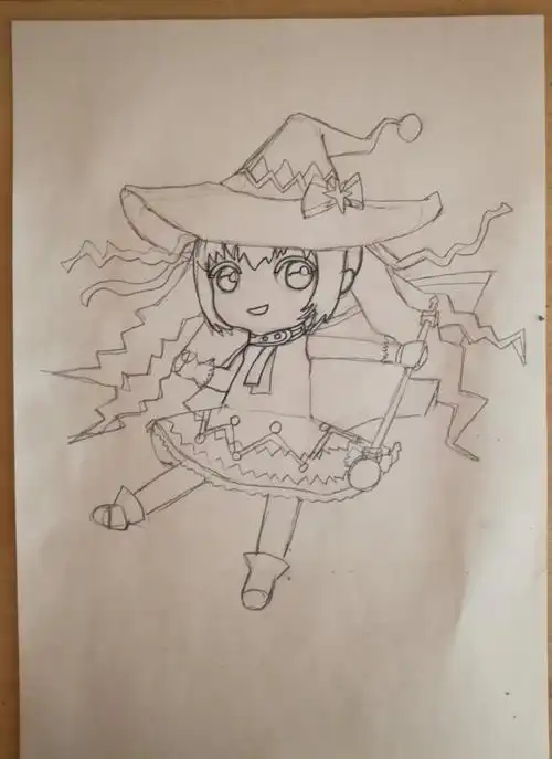 其它 小女巫 写美篇1.用铅笔轻轻画出比例动态,慢点,不对的就改改. 2.