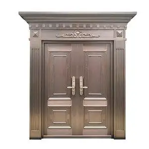 双开进户大门20真铜门别墅防盗大门子母古入中f式门户纯铜进户门玻璃