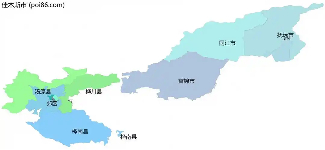 佳木斯市边界地图