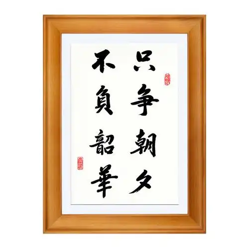 只争朝夕不负韶华书法字画励志格言人生座右铭办公室书法