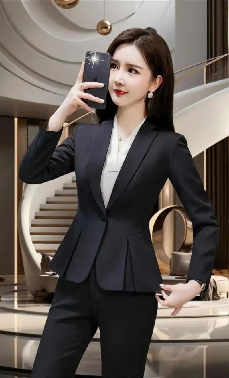 黑色西装套装女职业装正装气质秋季大学生职场面试西服高端工作服